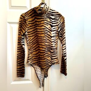 Tiger Print Turtleneck Bodysuit
